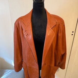 Real Italian- Vintage Orange Leather Jacket